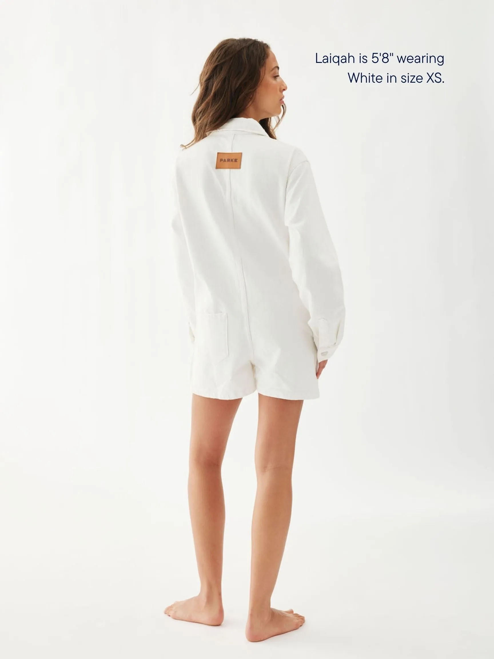 Long Sleeve Denim Romper - White sold by Parke Official product image thumbnail 3