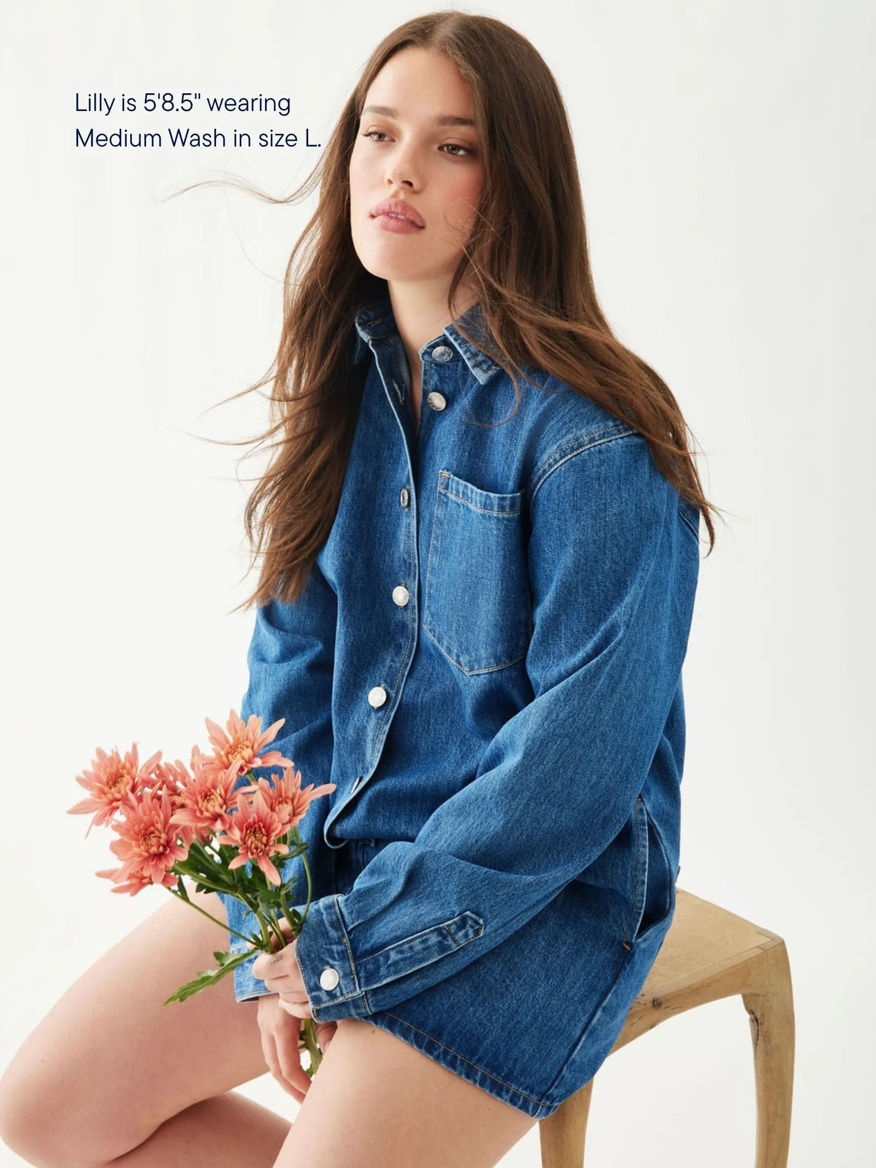 Long Sleeve Denim Romper - Medium Wash sold by Parke Official product image thumbnail 3