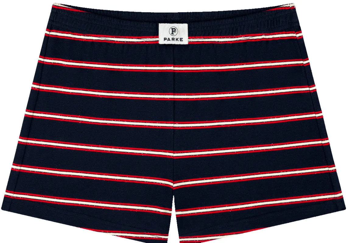 Cotton Mini Short - Navy Stripe made by Parke Official