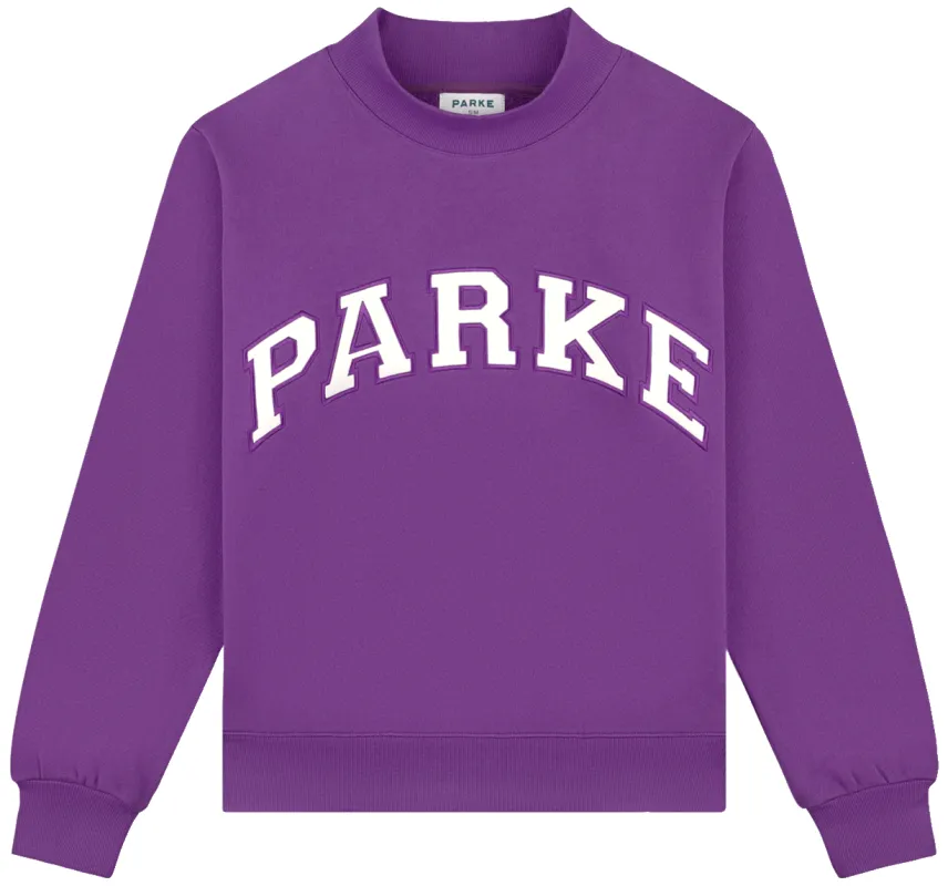 Varsity Mockneck - Amethyst + White sold by Parke Official