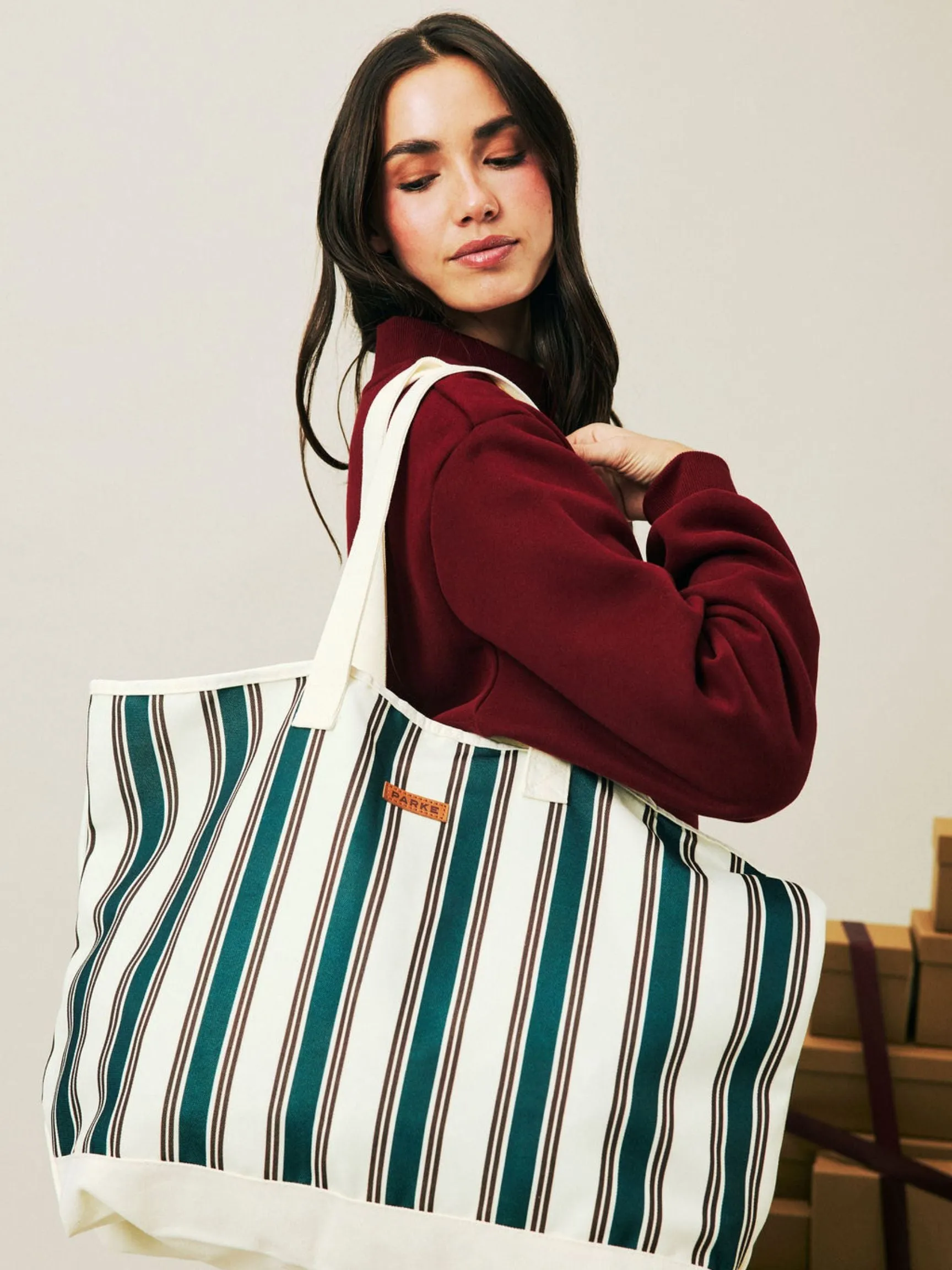 Holiday Striped Oversized Tote sold by Parke Official product image thumbnail 2