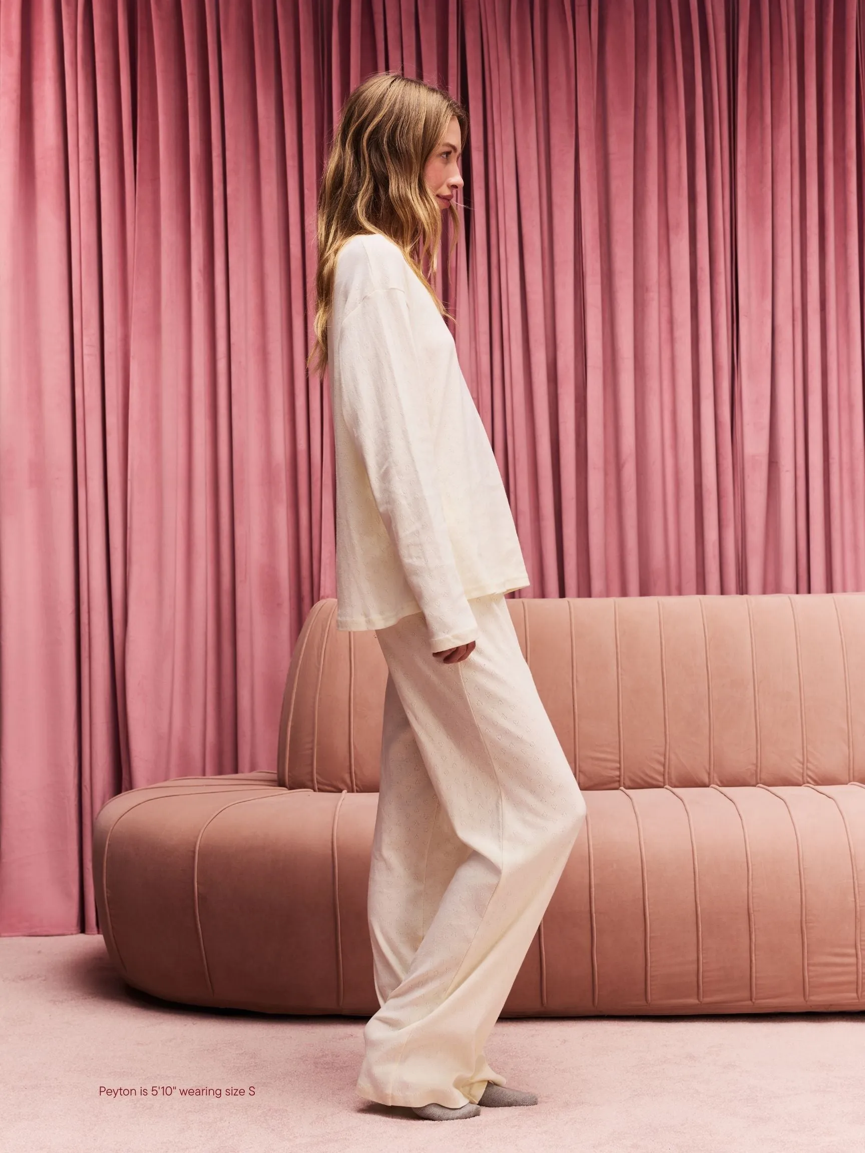 Heart Pointelle Boxer Pants - Cream sold by Parke Official product image thumbnail 3