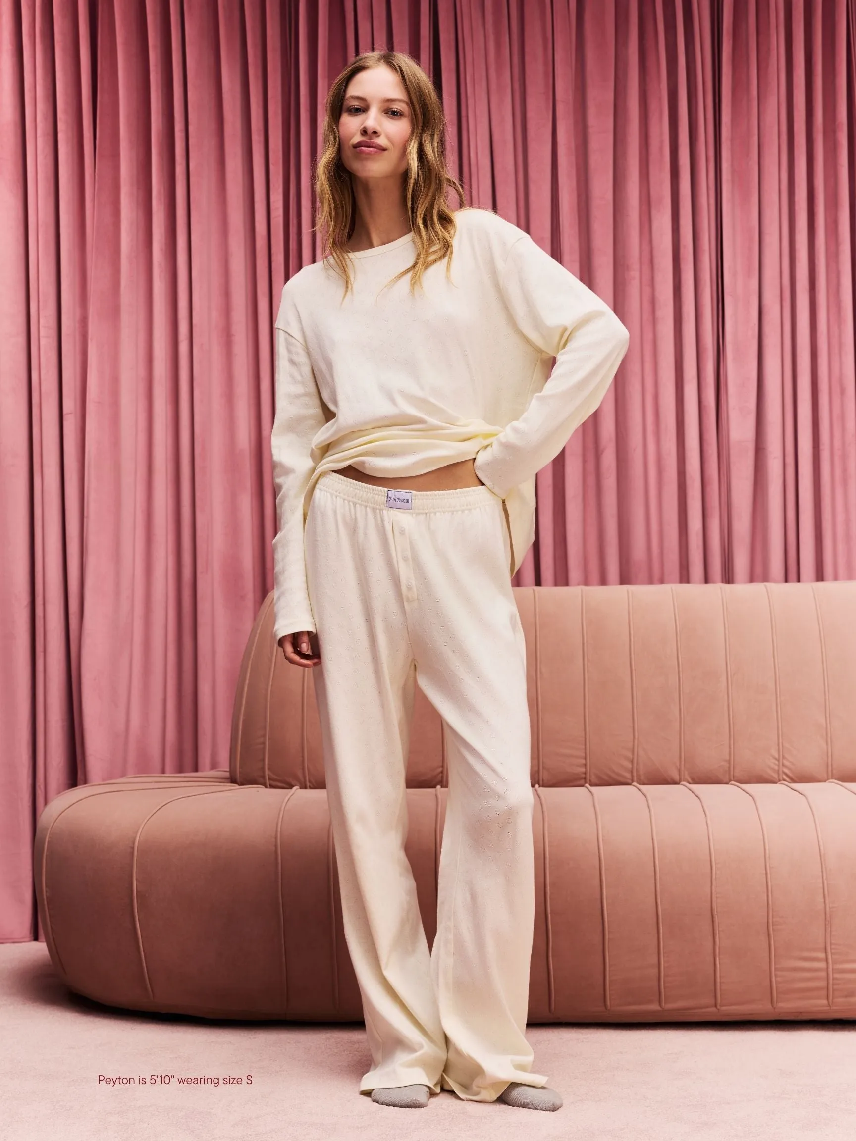 Heart Pointelle Boxer Pants - Cream sold by Parke Official product image thumbnail 2