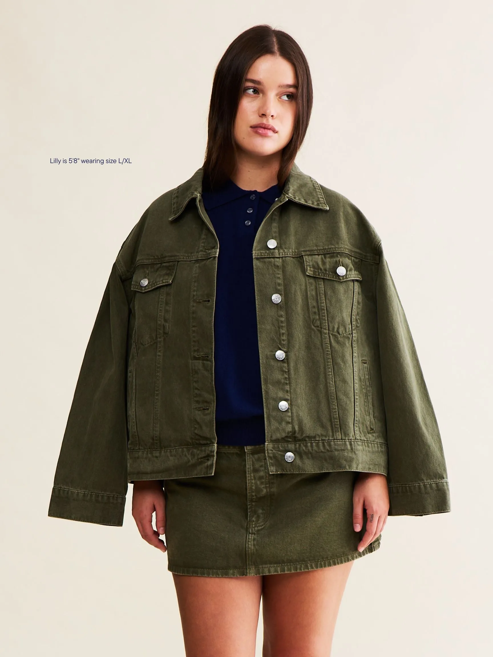 Oversized Denim Jacket - Olive sold by Parke Official product image thumbnail 2