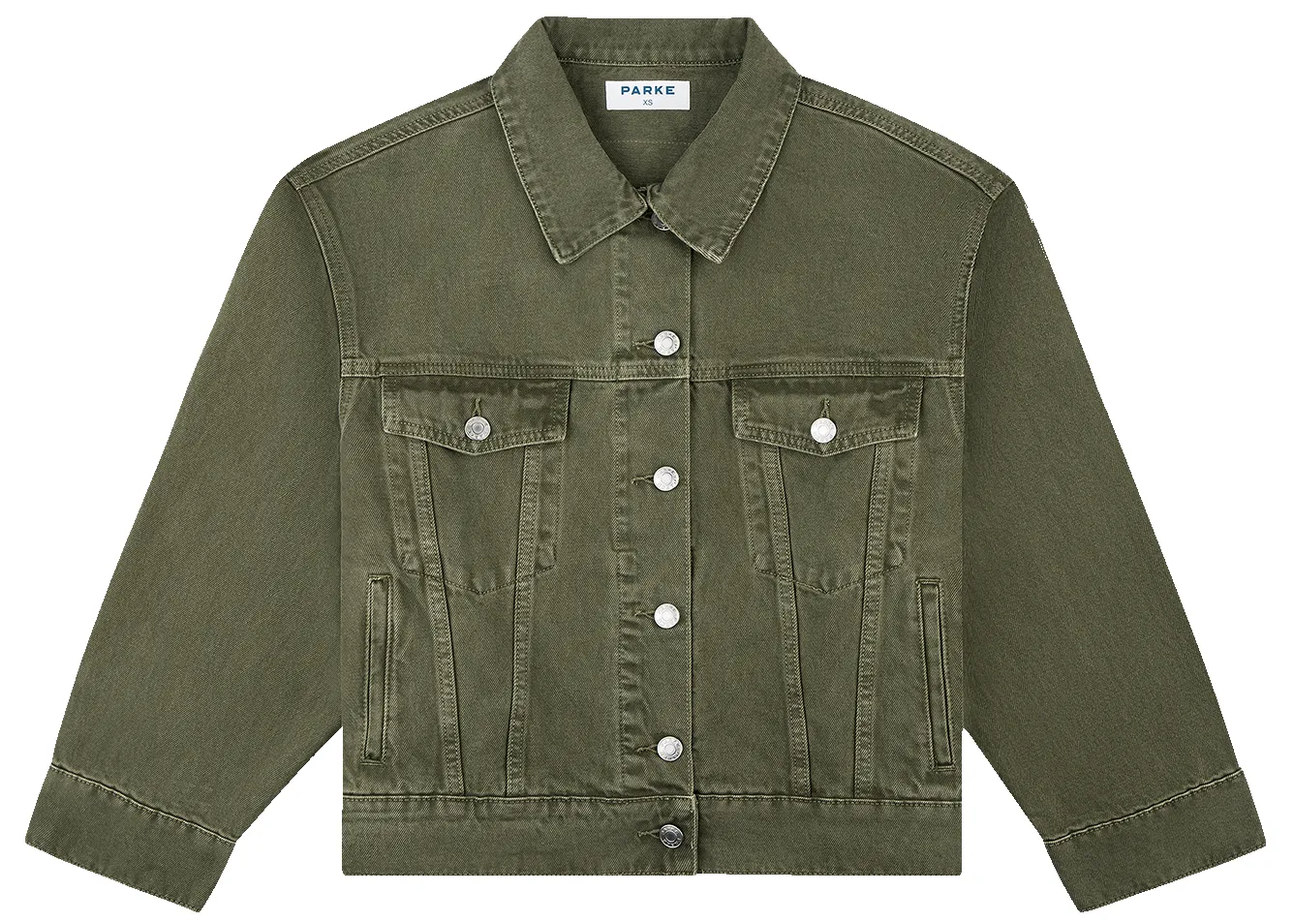 Oversized Denim Jacket - Olive sold by Parke Official