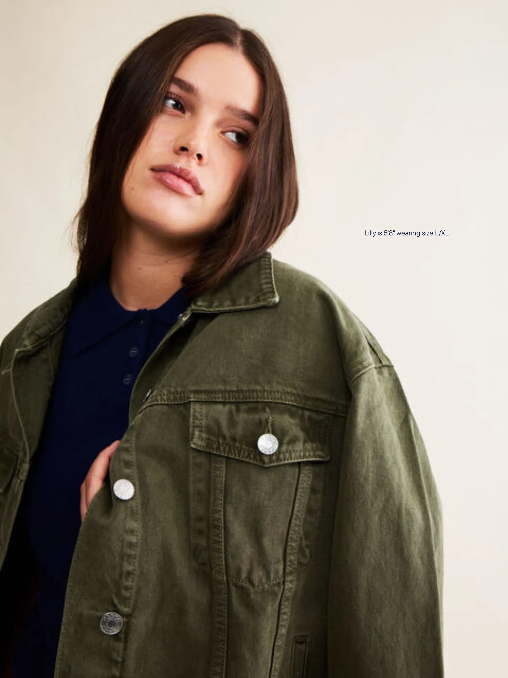 Oversized Denim Jacket - Olive sold by Parke Official product image thumbnail 3
