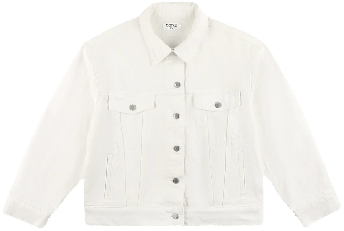 Oversized Denim Jacket - White sold by Parke Official