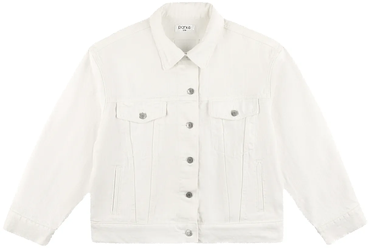 Oversized Denim Jacket - White sold by Parke Official