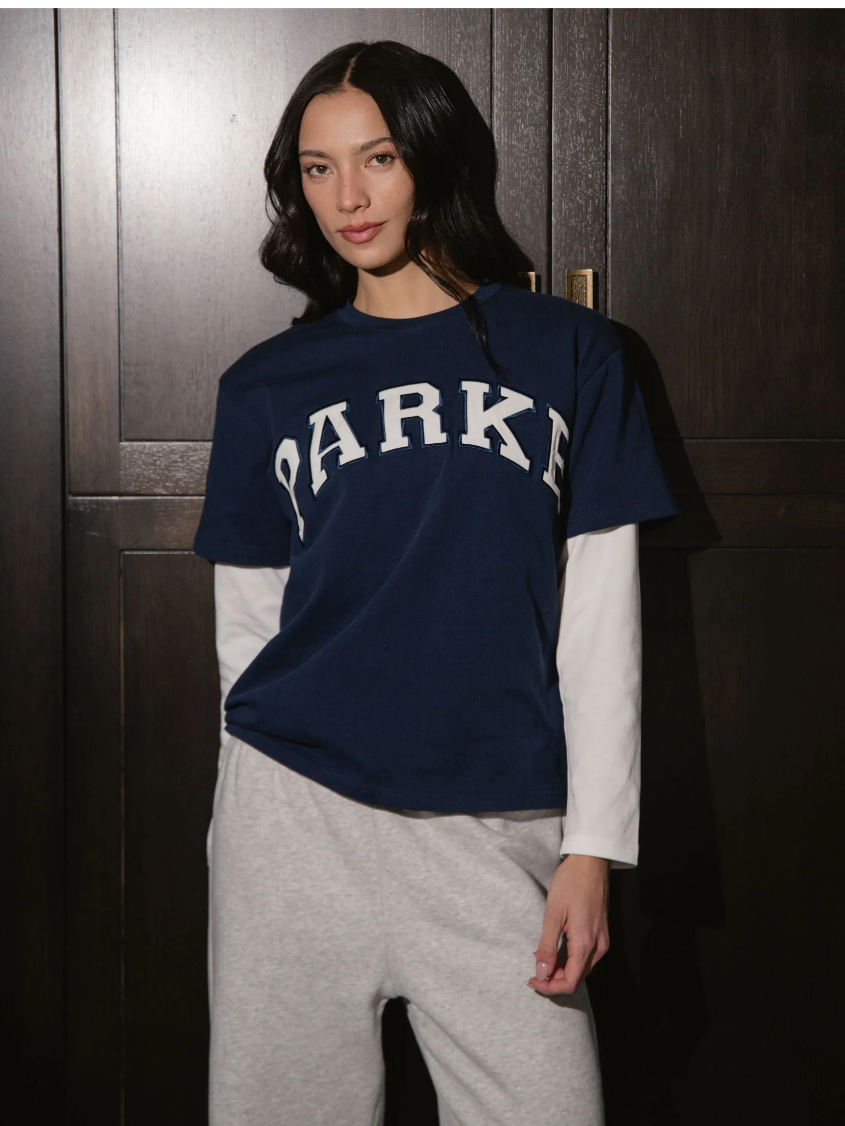 Layered Varsity Long Sleeve Shirt - Shadow sold by Parke Official product image thumbnail 2