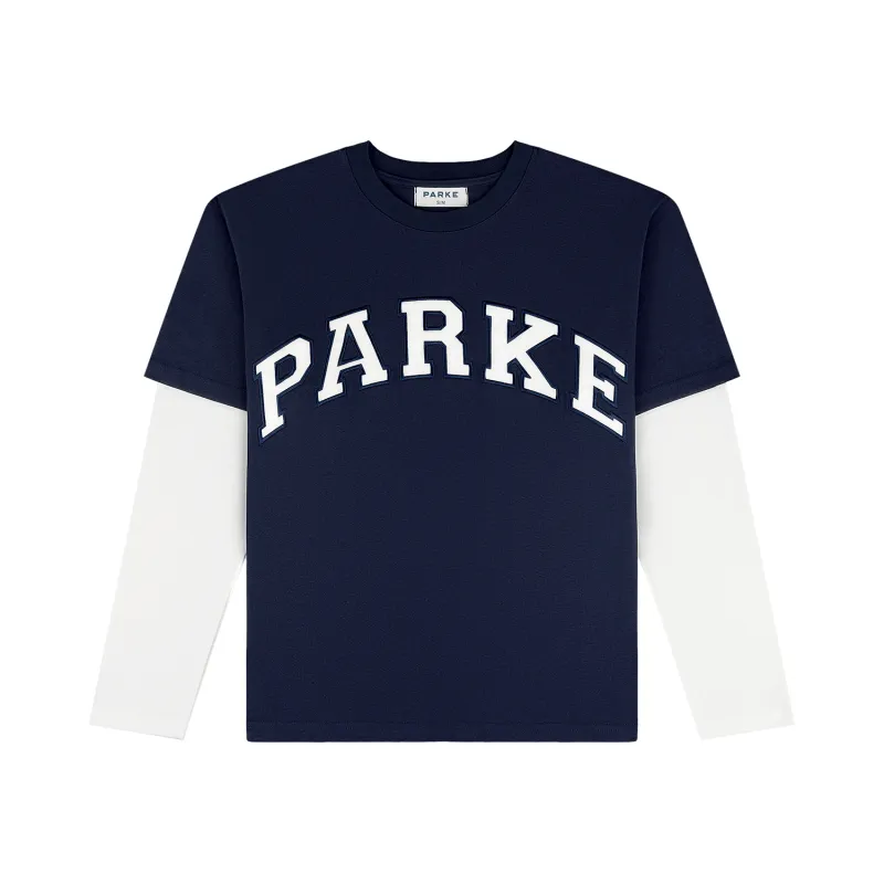 Layered Varsity Long Sleeve Shirt - Shadow sold by Parke Official