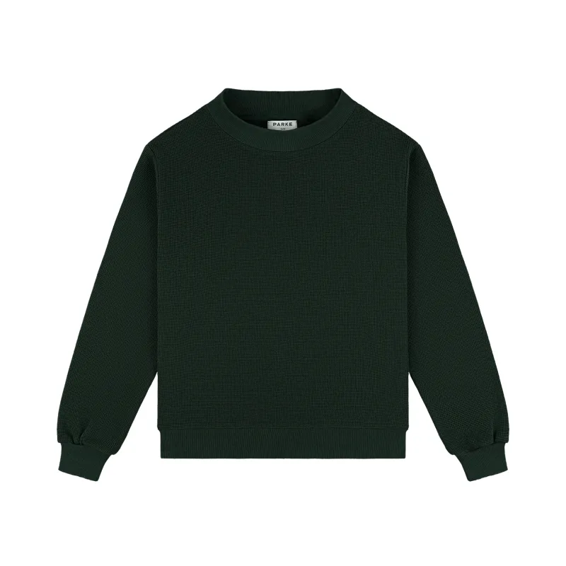 Waffle Mockneck Pullover - Forest made by Parke Official