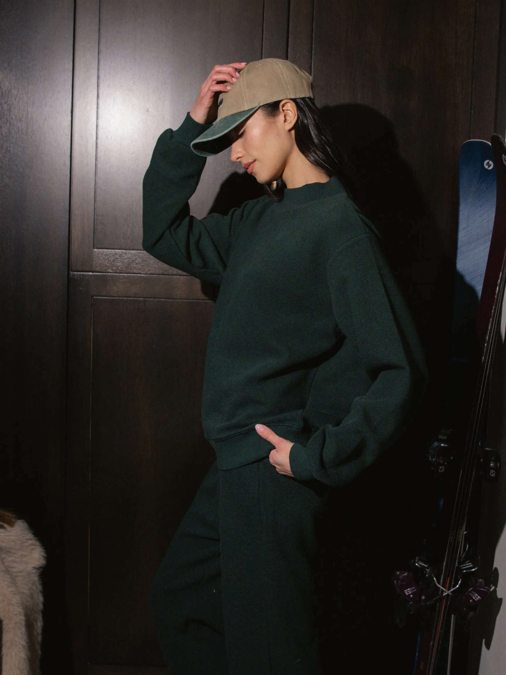 Waffle Mockneck Pullover - Forest sold by Parke Official product image thumbnail 3