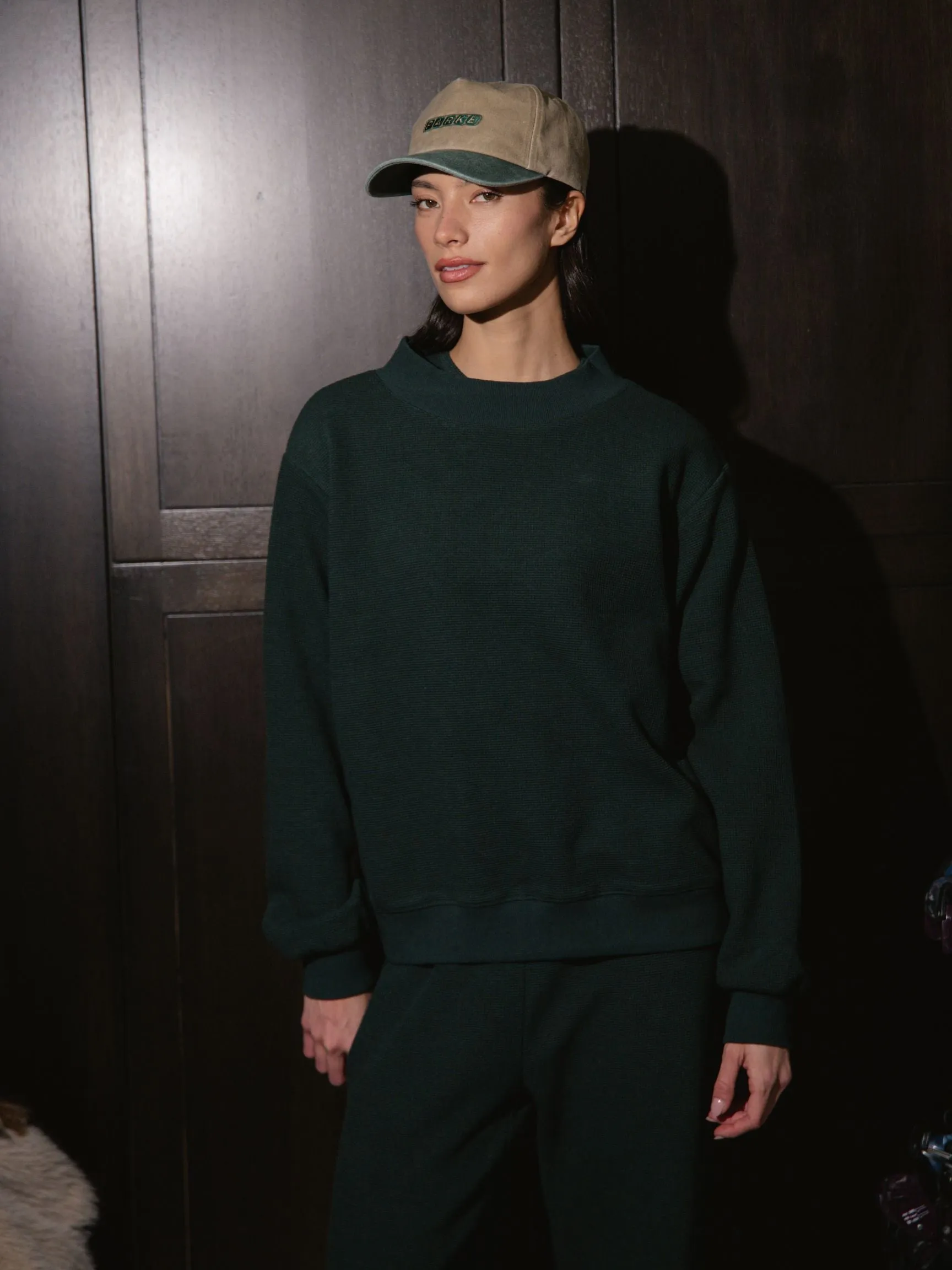 Waffle Mockneck Pullover - Forest sold by Parke Official product image thumbnail 2