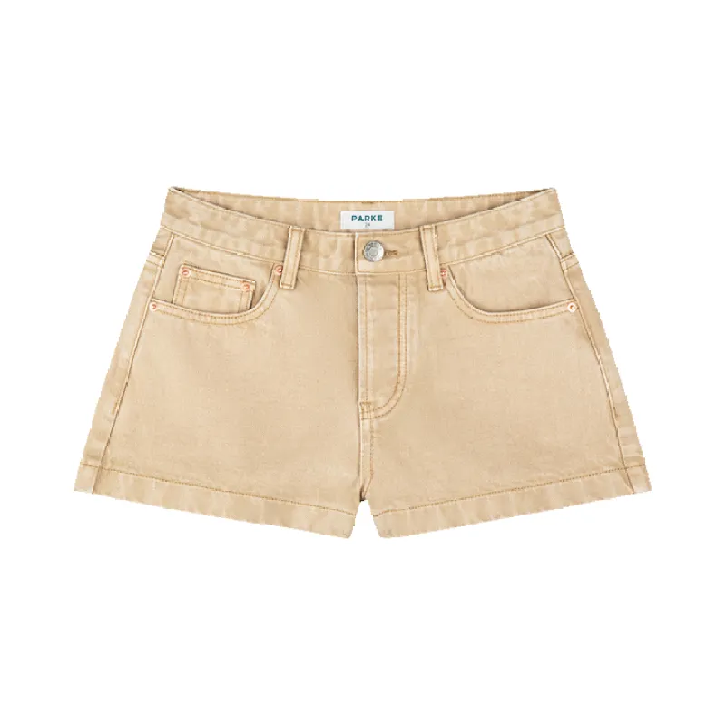 Denim Mini Shorts - Camel made by Parke Official