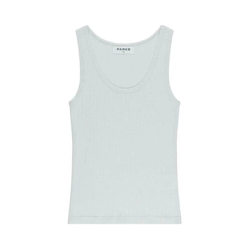 Pointelle Tank - Pale Blue made by Parke Official