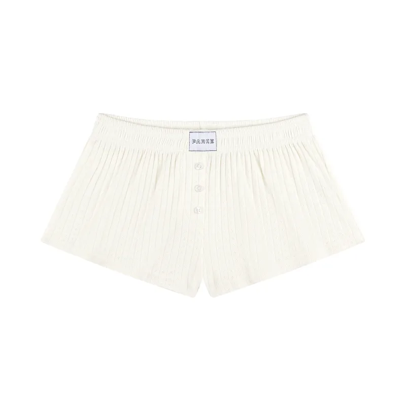 Pointelle Cotton Boxer Shorts - Pearl made by Parke Official