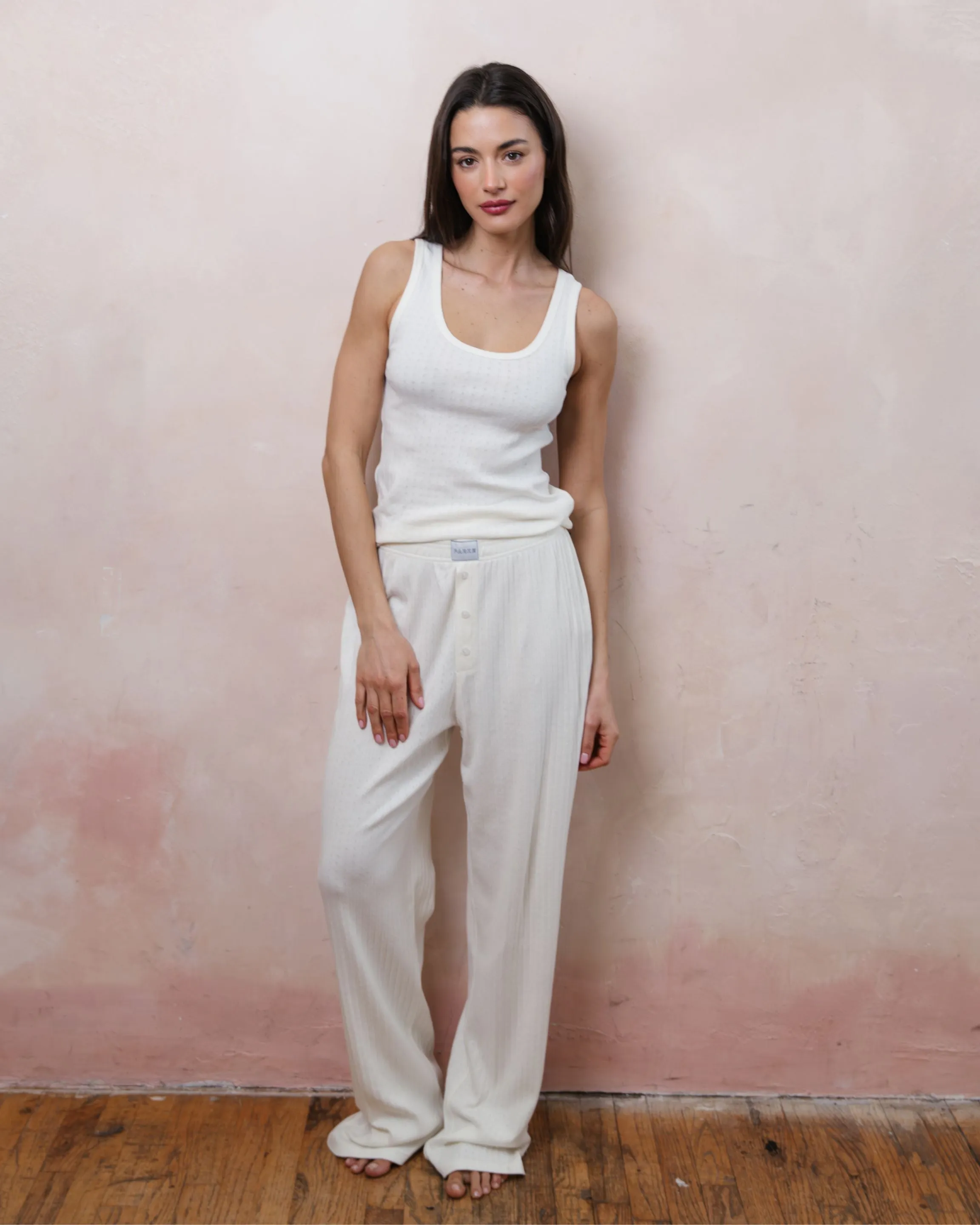 Pointelle Cotton Boxer Pants - Pearl sold by Parke Official product image thumbnail 2