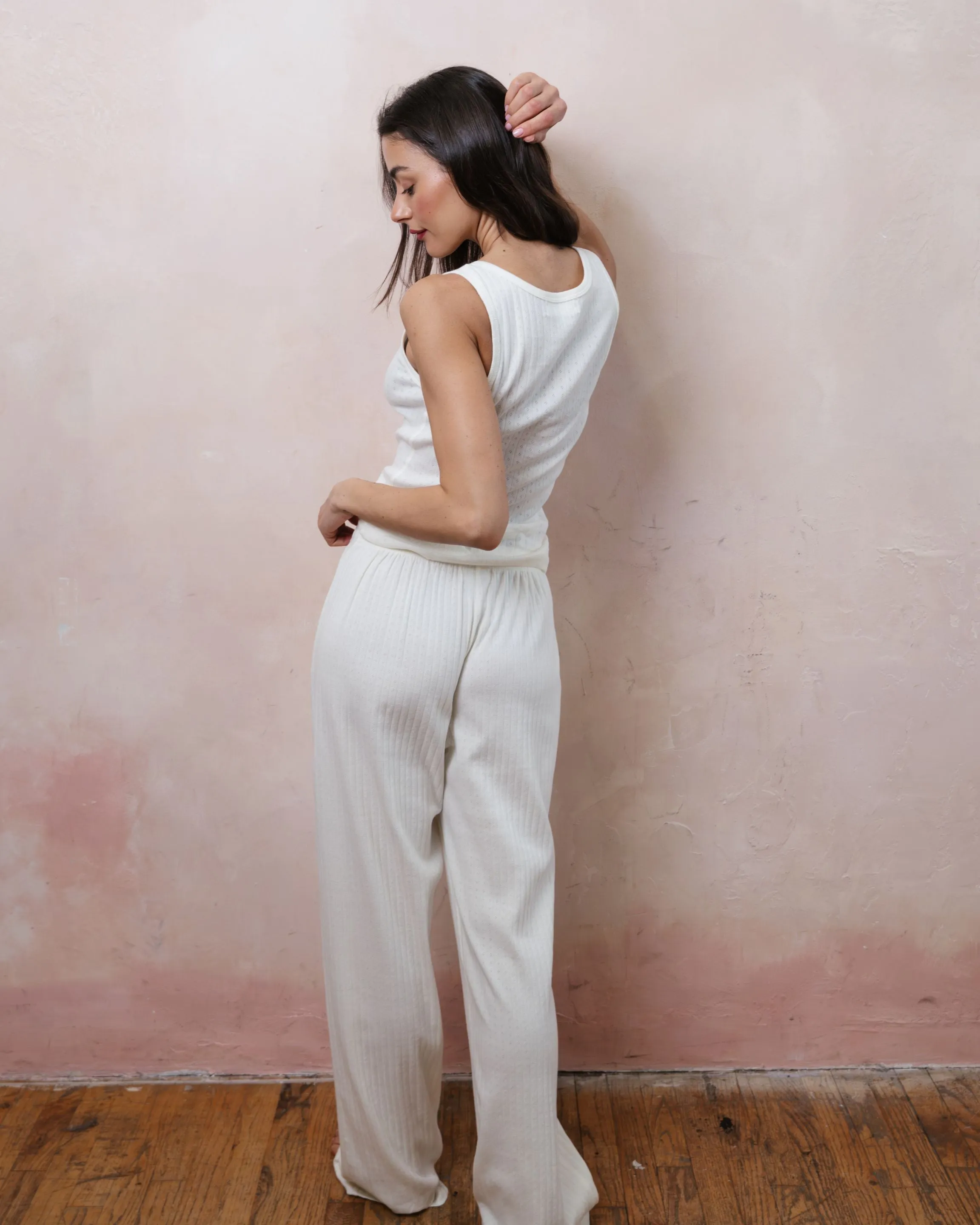 Pointelle Cotton Boxer Pants - Pearl sold by Parke Official product image thumbnail 4