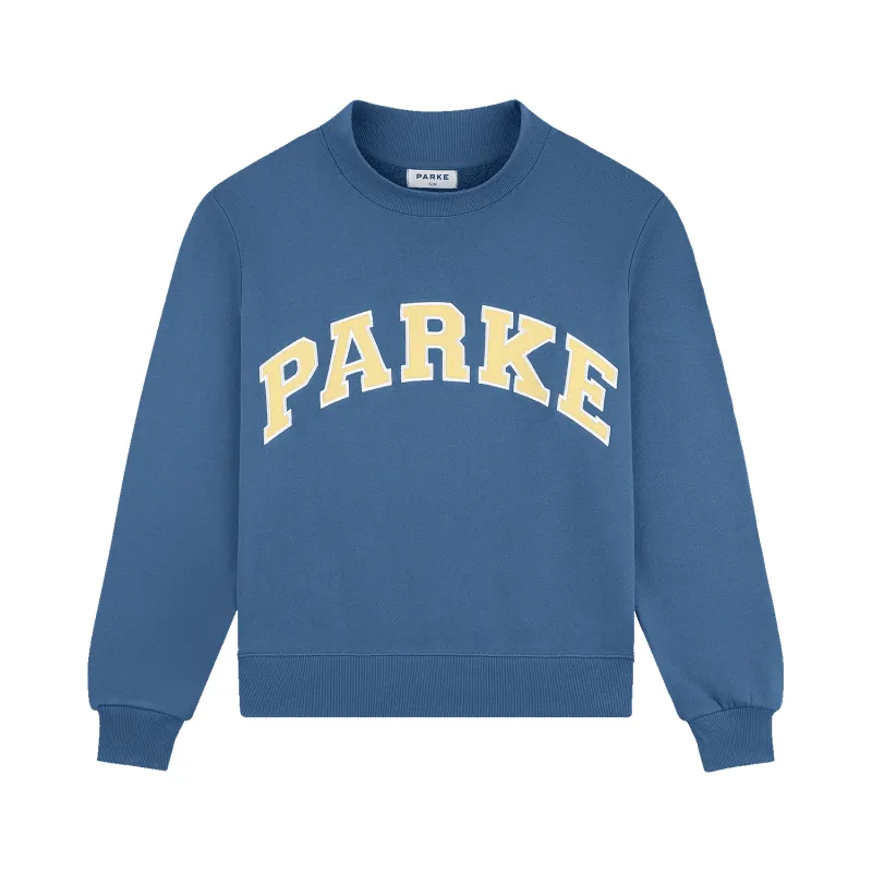 Varsity Mockneck - Washed Indigo + Peel made by Parke Official