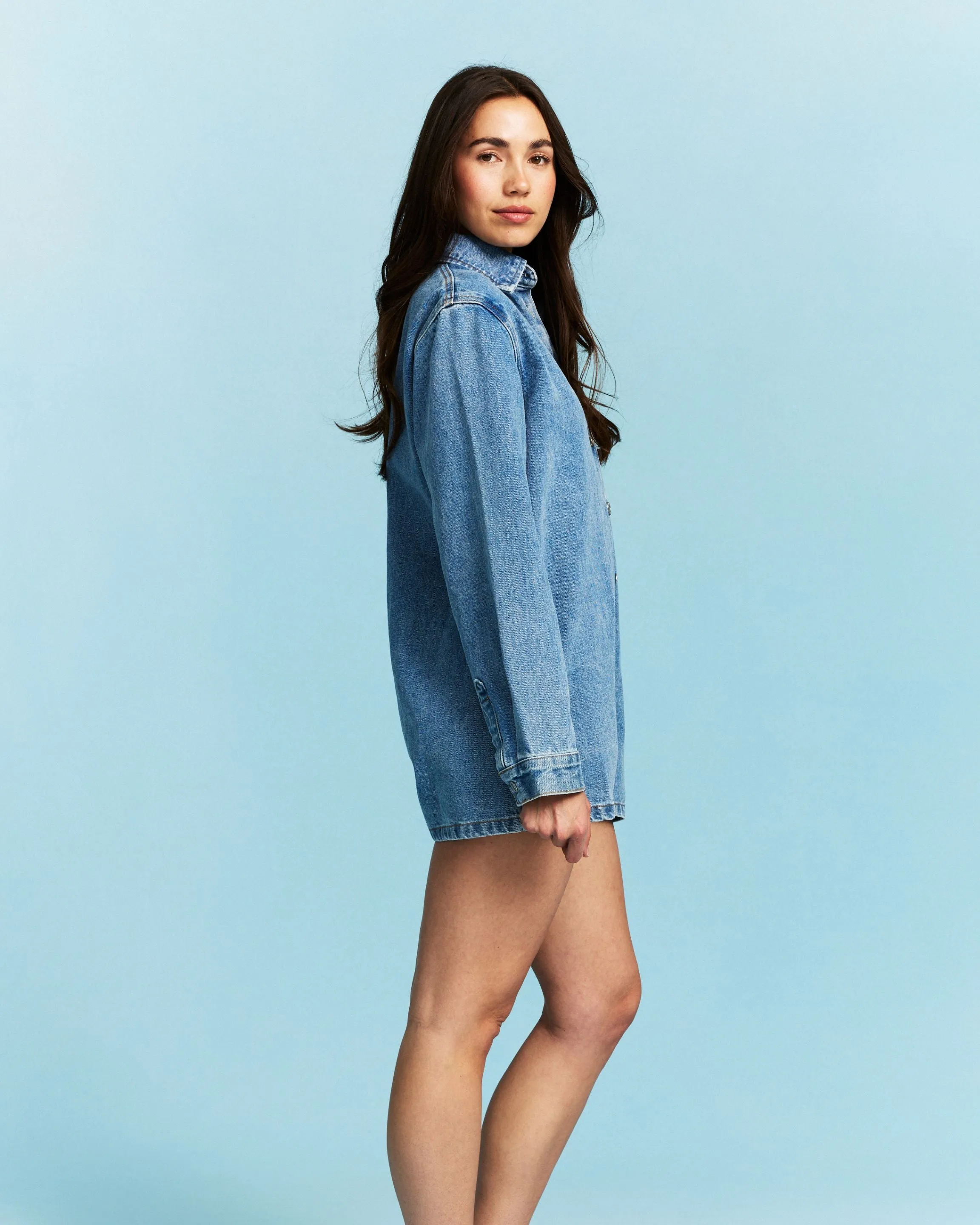 Long Sleeve Denim Romper - Vintage Wash sold by Parke Official product image thumbnail 3