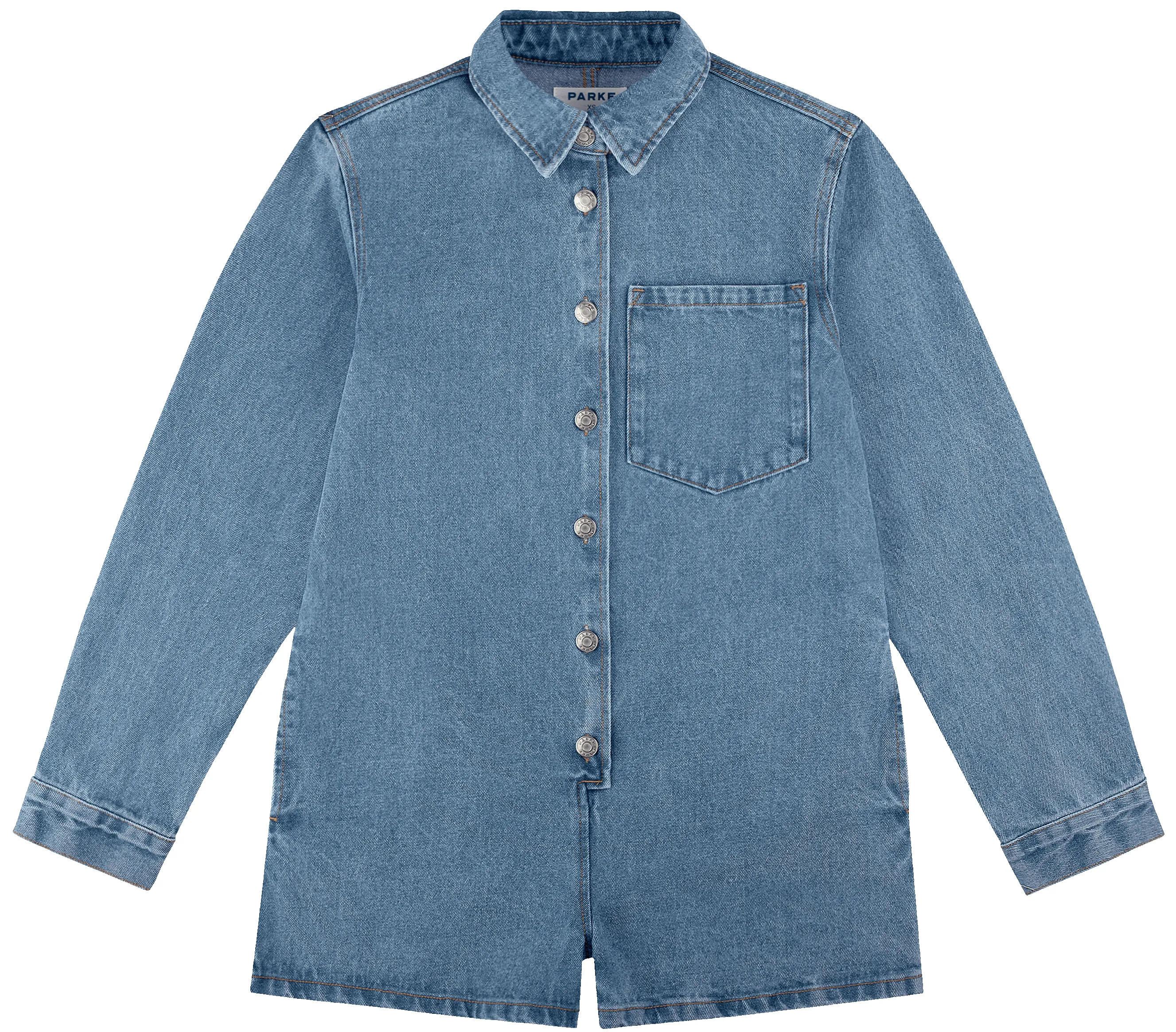 Long Sleeve Denim Romper - Vintage Wash sold by Parke Official