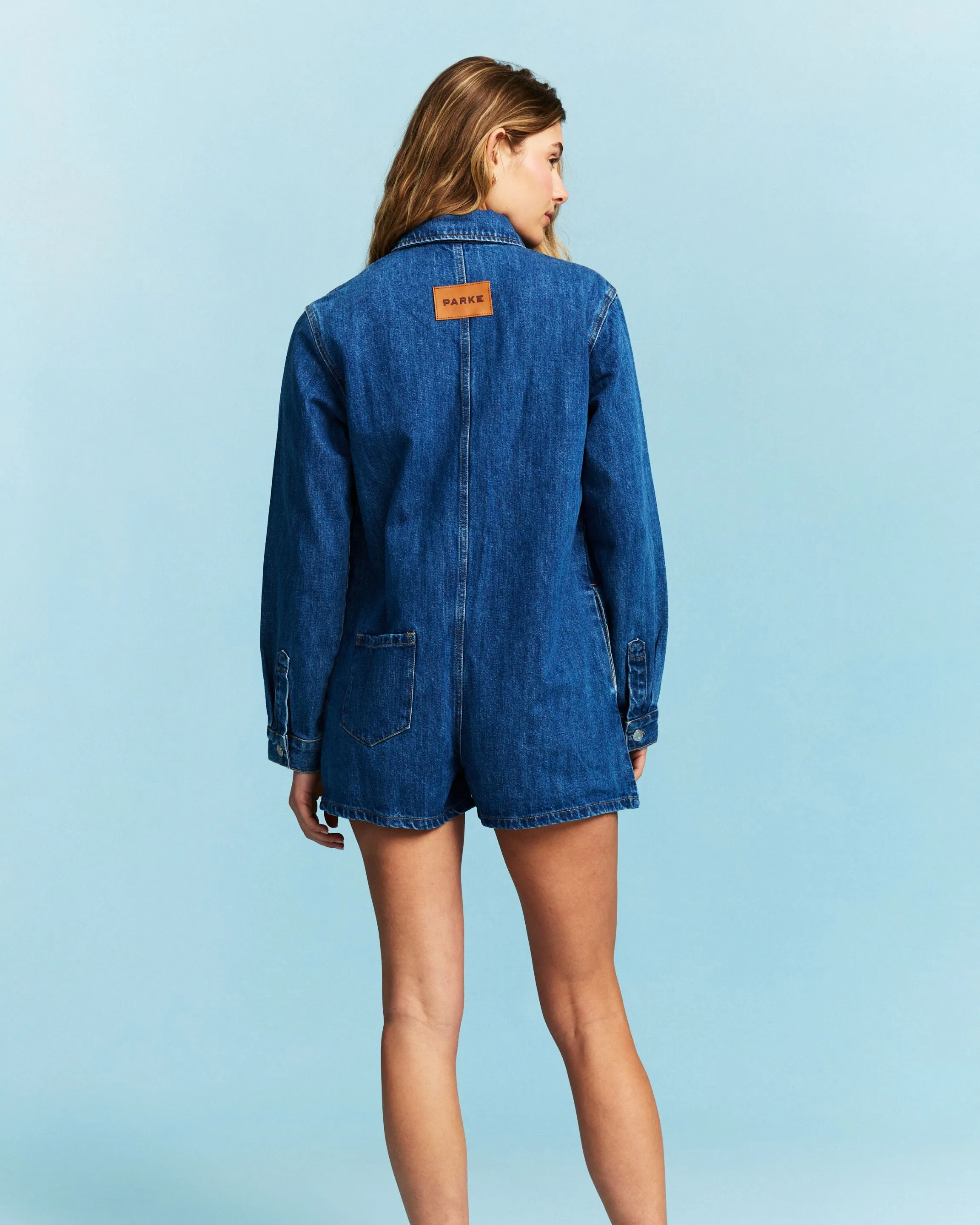 Long Sleeve Denim Romper - Medium Wash sold by Parke Official product image thumbnail 4