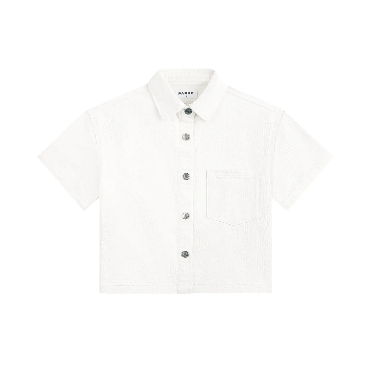 Cropped Short Sleeve Denim Shirt - White sold by Parke Official