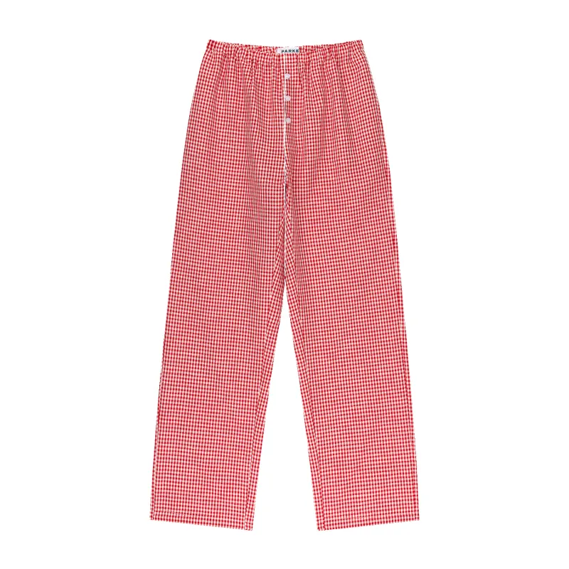 Gingham Linen Pants - Red Gingham made by Parke Official