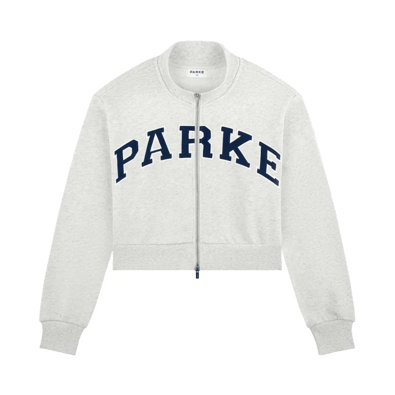 Varsity Zip Up Mockneck - Heather Grey + Denim made by Parke Official