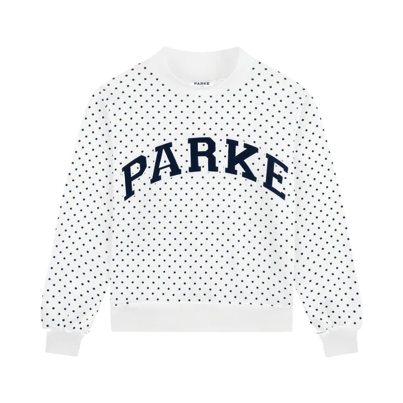 Preorder Polka Dot Varsity Mockneck - White Polka Dot made by Parke Official