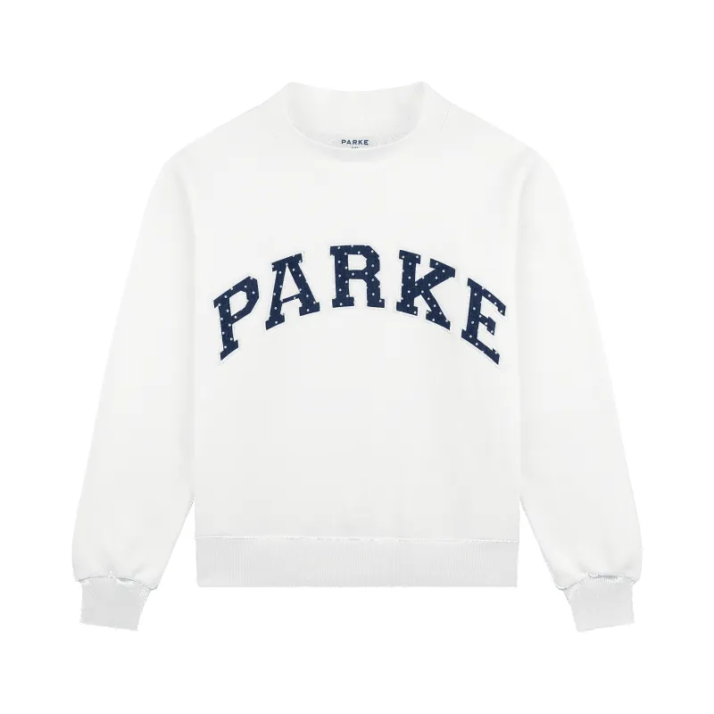 Preorder Polka Dot Letter Varsity Mockneck - White made by Parke Official