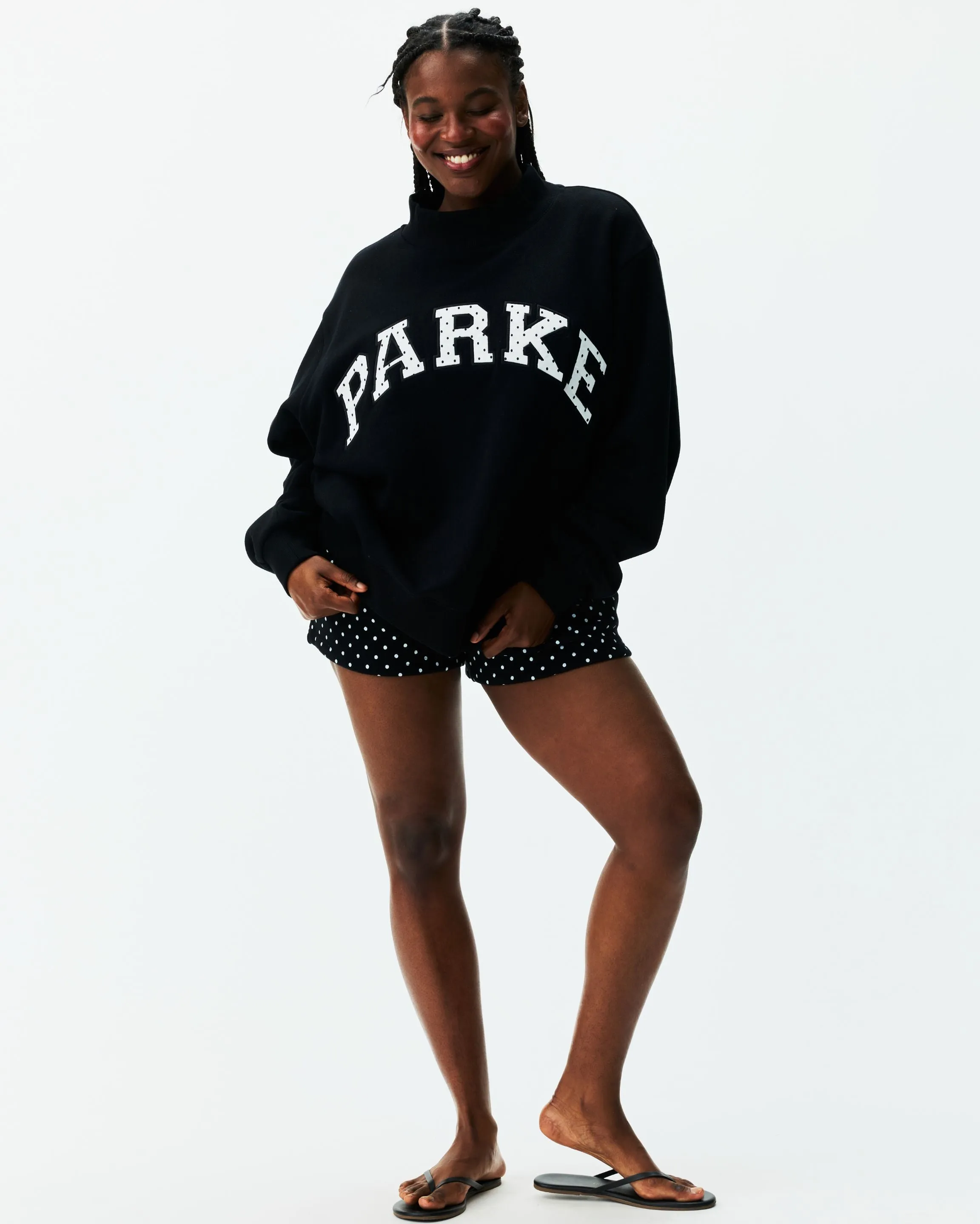 Preorder Polka Dot Letter Varsity Mockneck - Black sold by Parke Official product image thumbnail 2
