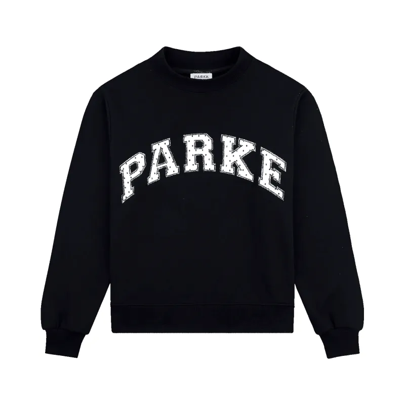 Preorder Polka Dot Letter Varsity Mockneck - Black made by Parke Official