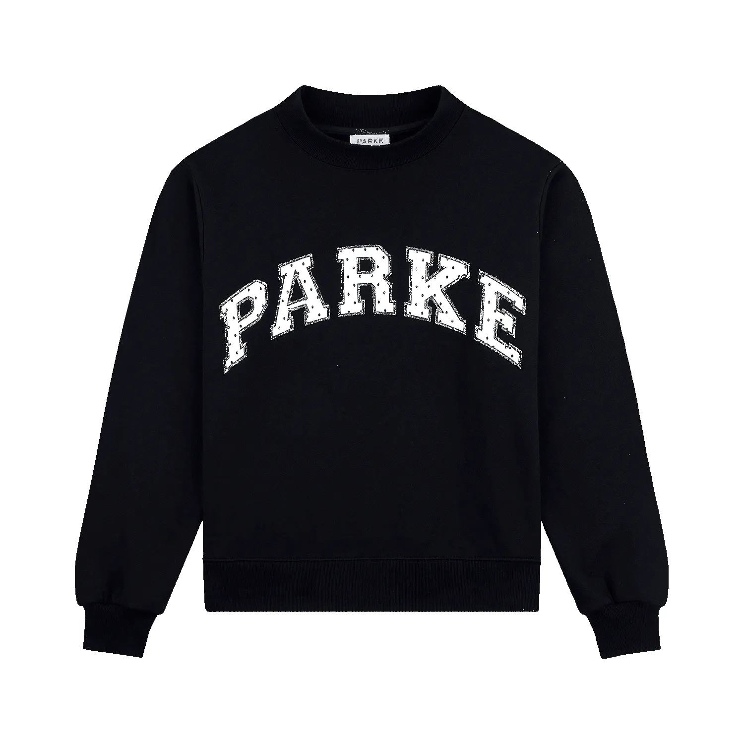 Preorder Polka Dot Letter Varsity Mockneck - Black sold by Parke Official