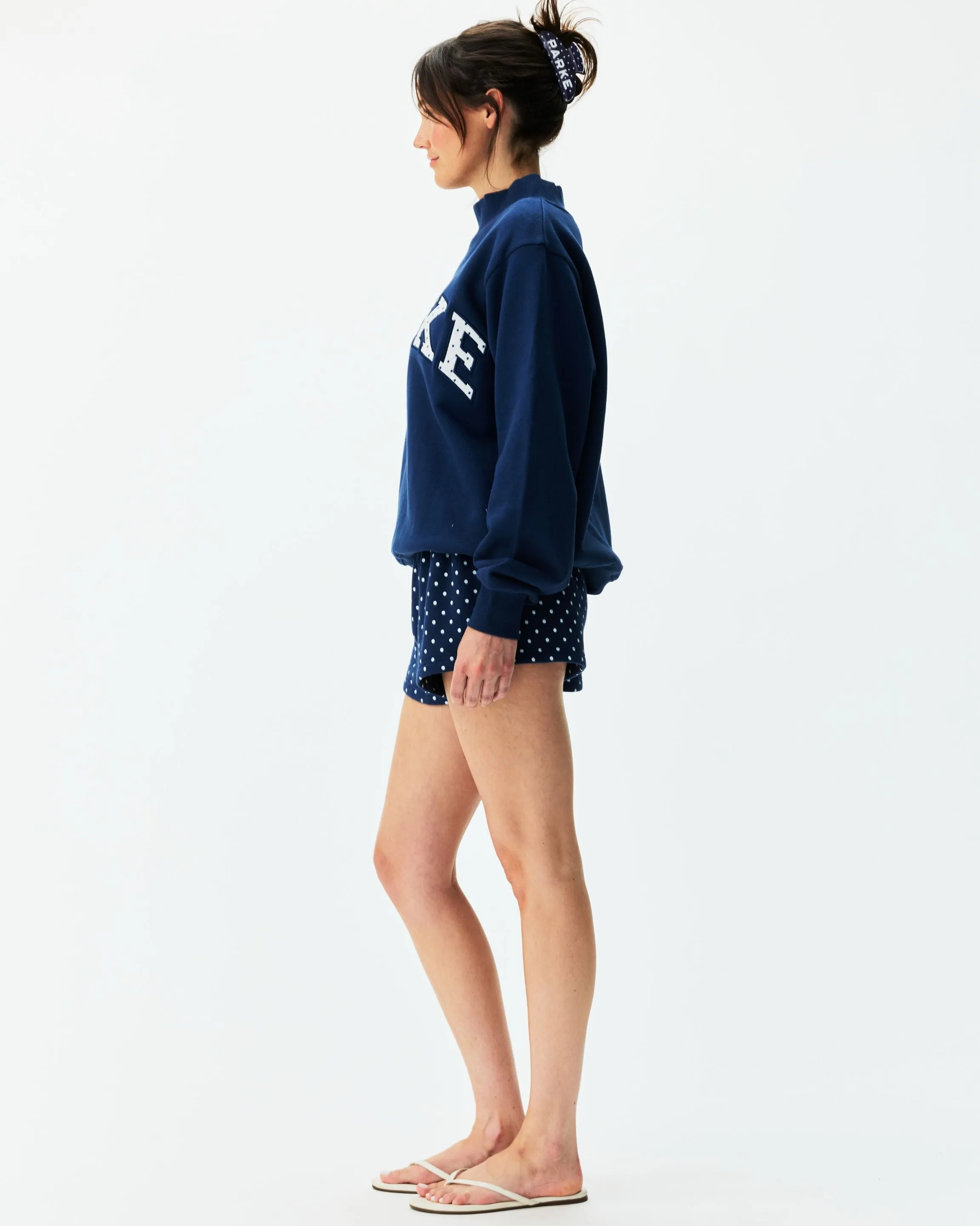 Preorder Boxer Sweatshorts - Denim Polka Dots sold by Parke Official product image thumbnail 3