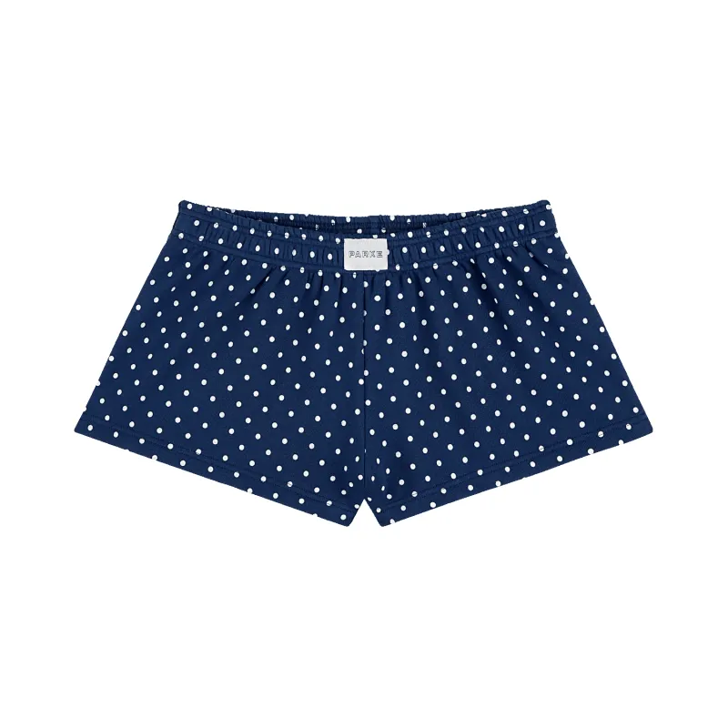 Preorder Boxer Sweatshorts - Denim Polka Dots made by Parke Official