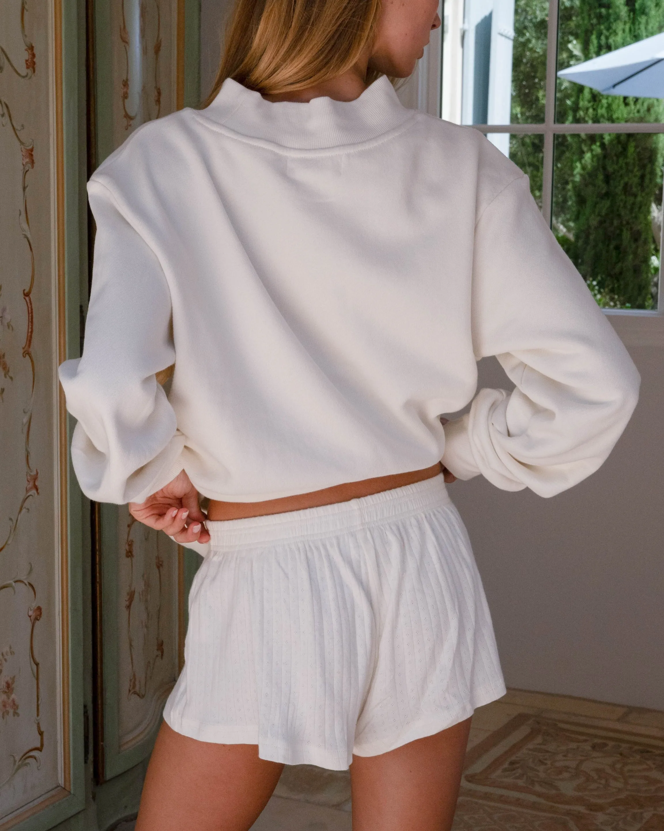 Pointelle Cotton Boxer Shorts - Pearl sold by Parke Official product image thumbnail 3