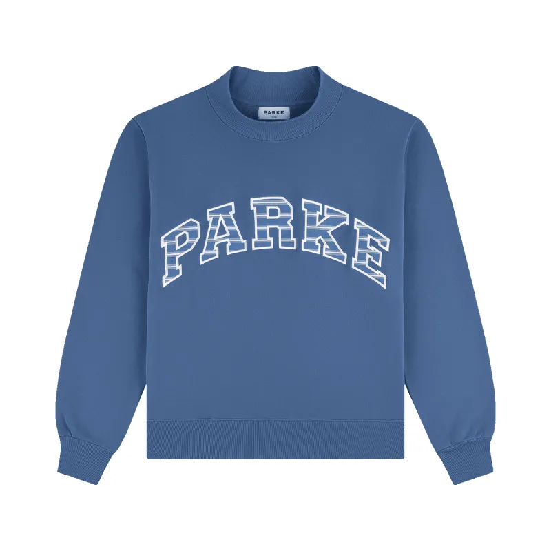 Varsity Mockneck - Washed Indigo + Washed Indigo Stripe made by Parke Official