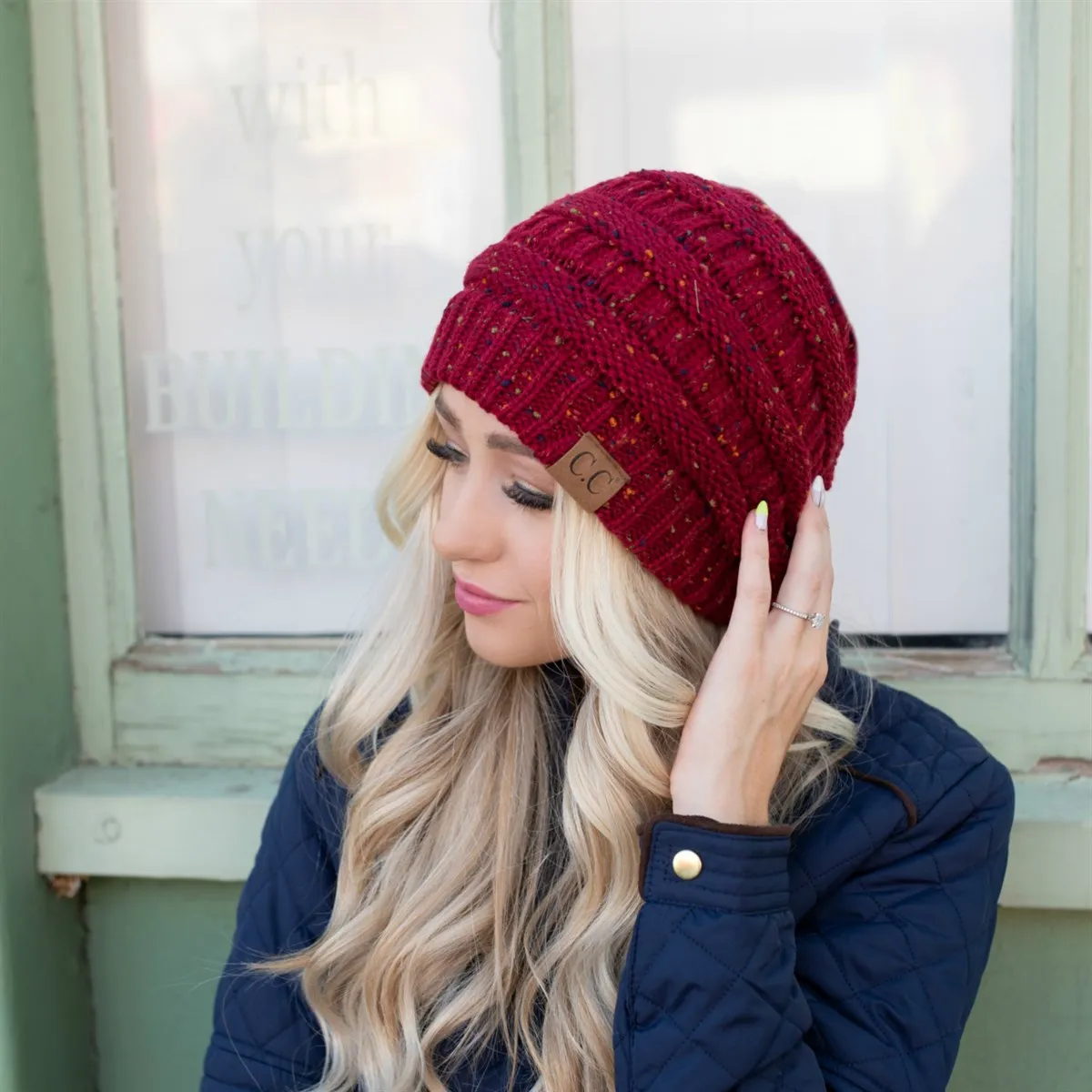 CC Cozy Confetti Cable Knit Skully Beanies Hats sold by Roxie’s Picks product image thumbnail 3