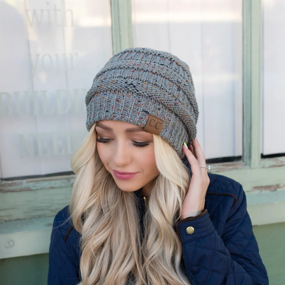 CC Cozy Confetti Cable Knit Skully Beanies Hats sold by Roxie’s Picks product image thumbnail 4