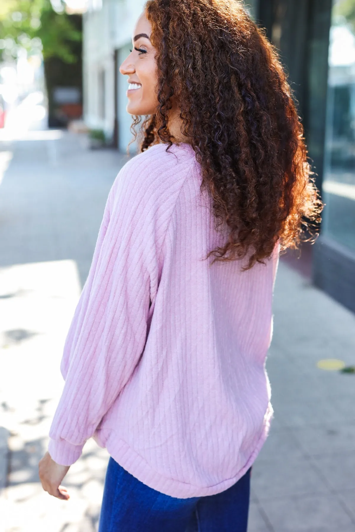 Feel Your Best Mauve Ribbed Brushed Hacci Sweater sold by Roxie’s Picks product image thumbnail 3