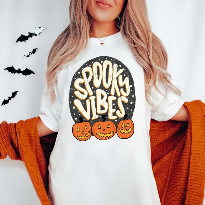 Spooky Vibes Pumpkins Comfort Color Graphic Tee sold by Roxie’s Picks