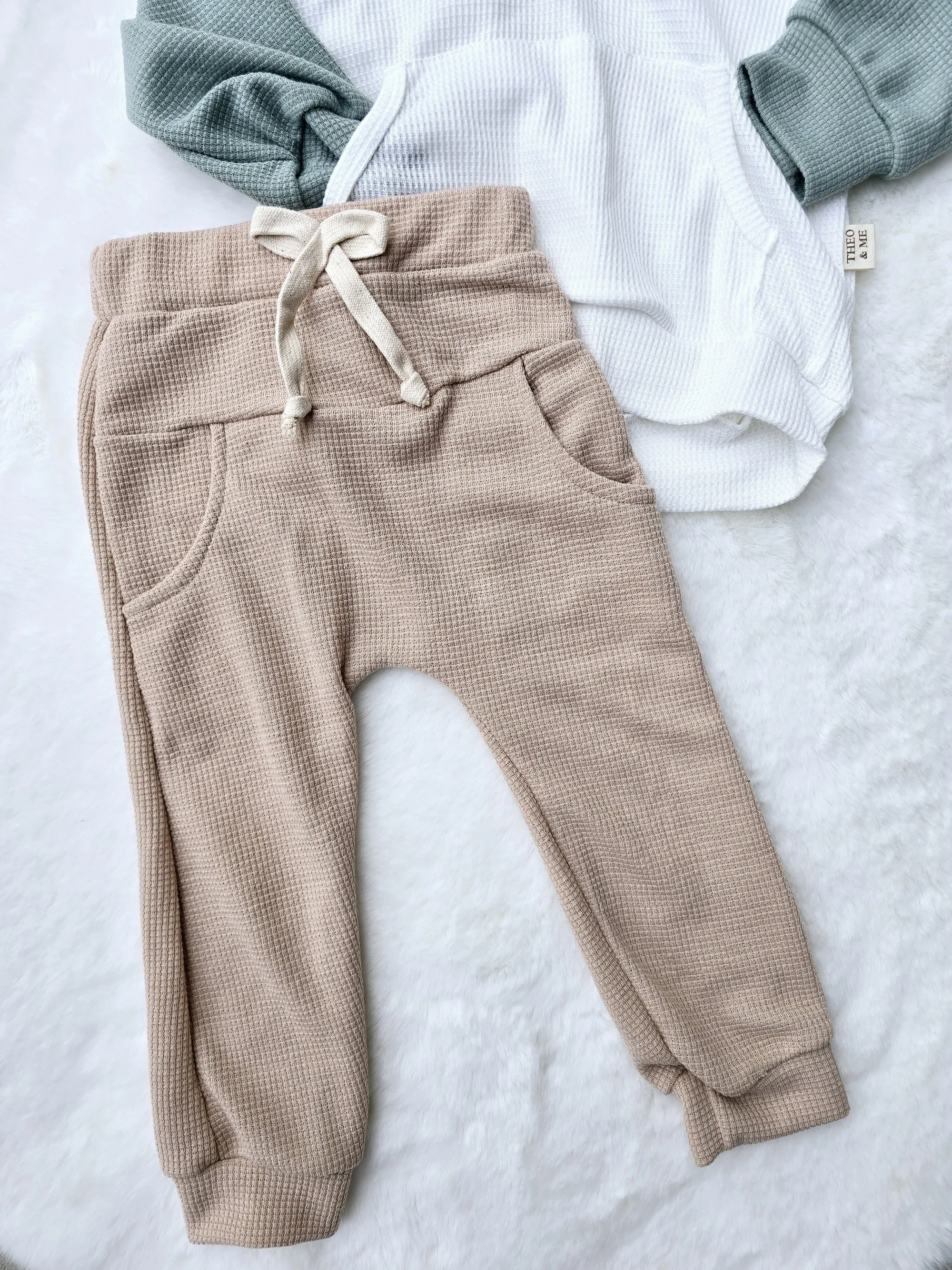 Boys 2 PC Set - Waffle Color Block Green White Brown Sweat Set sold by Roxie’s Picks product image thumbnail 3