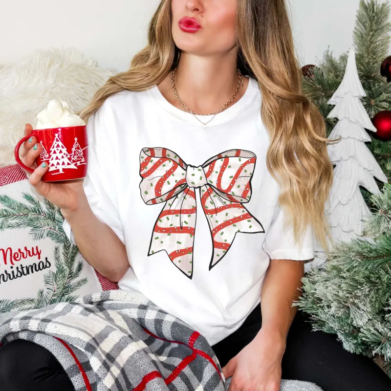 Christmas Snack Cake Bow Comfort Color Graphic Tee sold by Roxie’s Picks