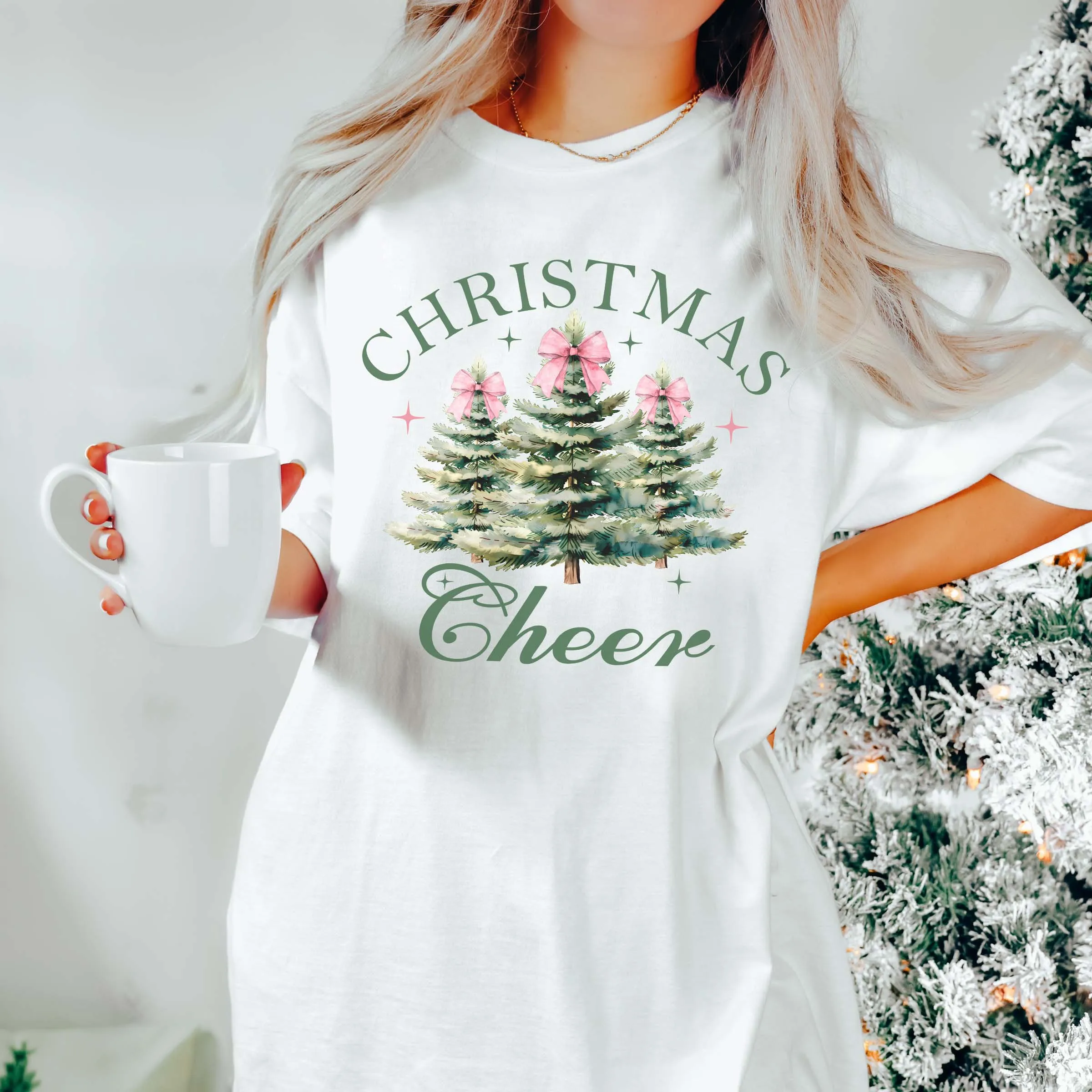 Christmas Cheer Watercolor Trees Comfort Color Graphic Tee sold by Roxie’s Picks product image thumbnail 5