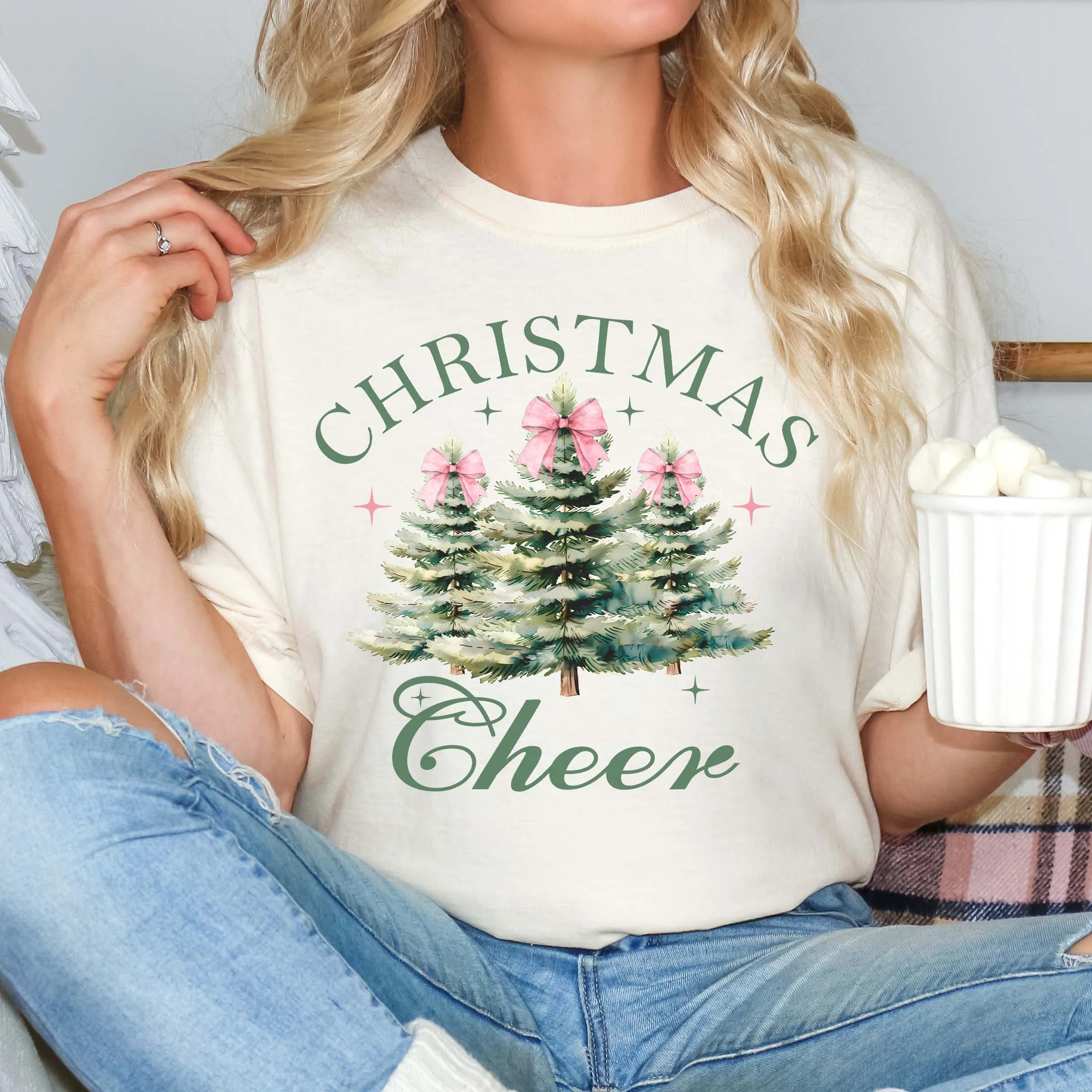 Christmas Cheer Watercolor Trees Comfort Color Graphic Tee sold by Roxie’s Picks