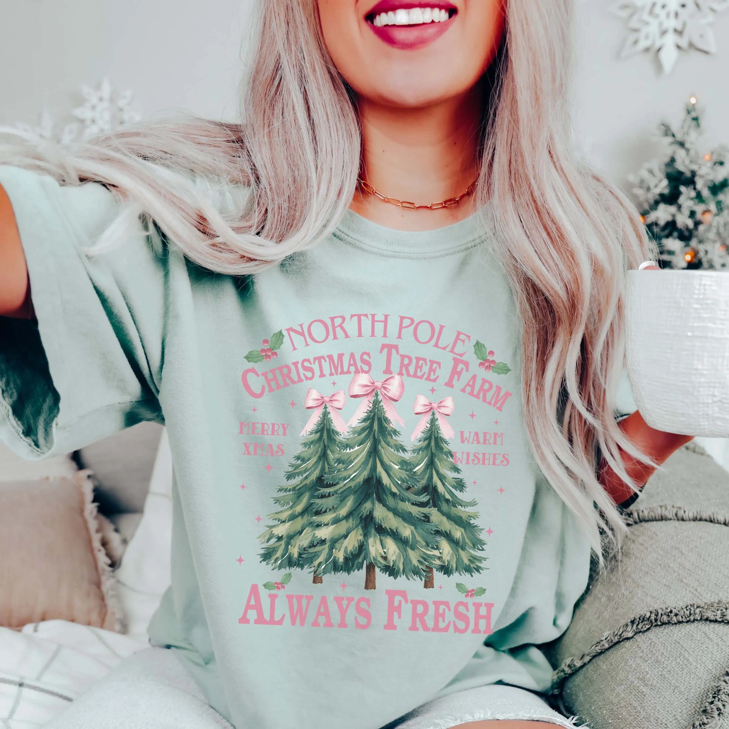 North Pole Christmas Tree Farm Comfort Color Graphic Tee sold by Roxie’s Picks product image thumbnail 2
