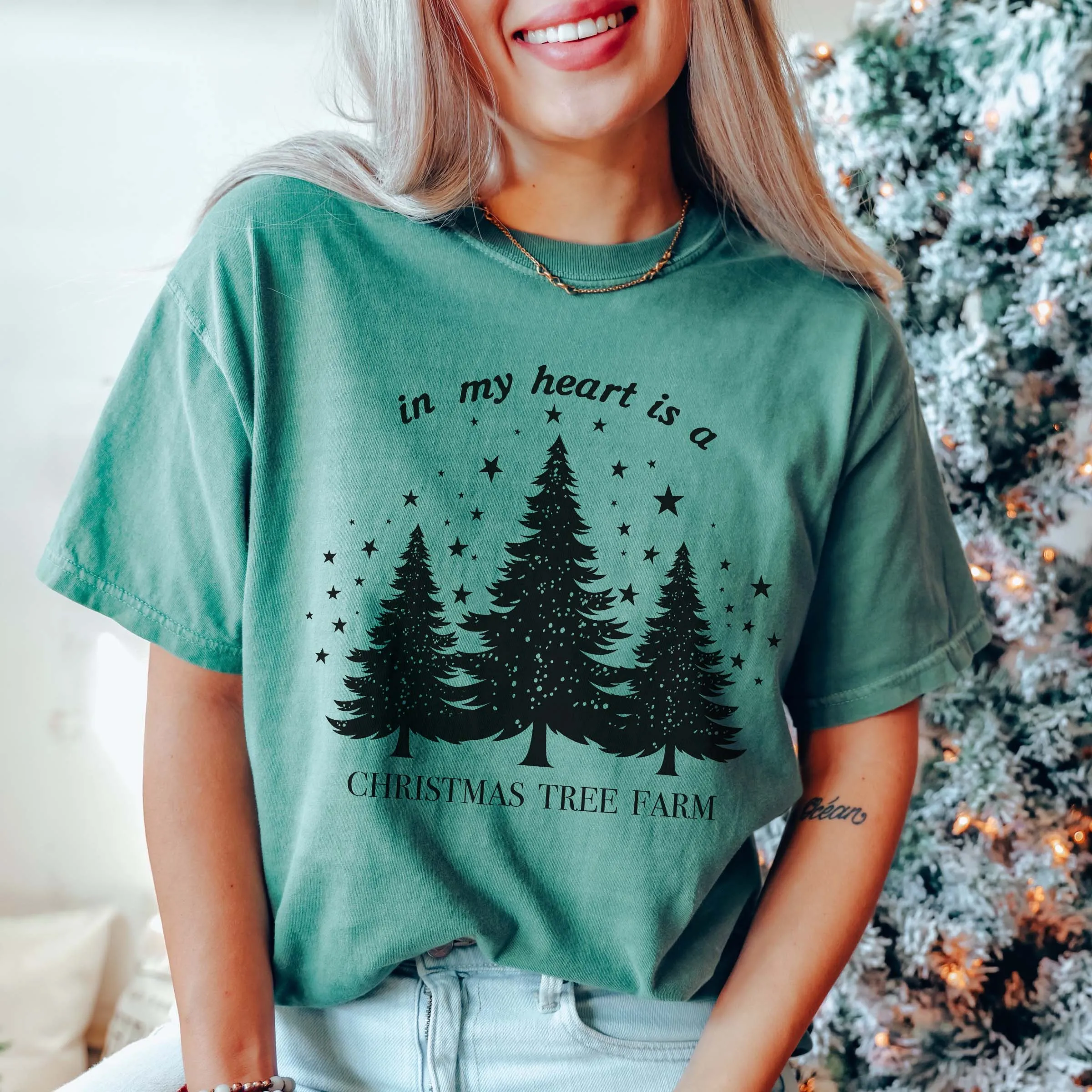 In My Heart Is A Christmas Tree Farm Comfort Color Graphic Tee sold by Roxie’s Picks product image thumbnail 2