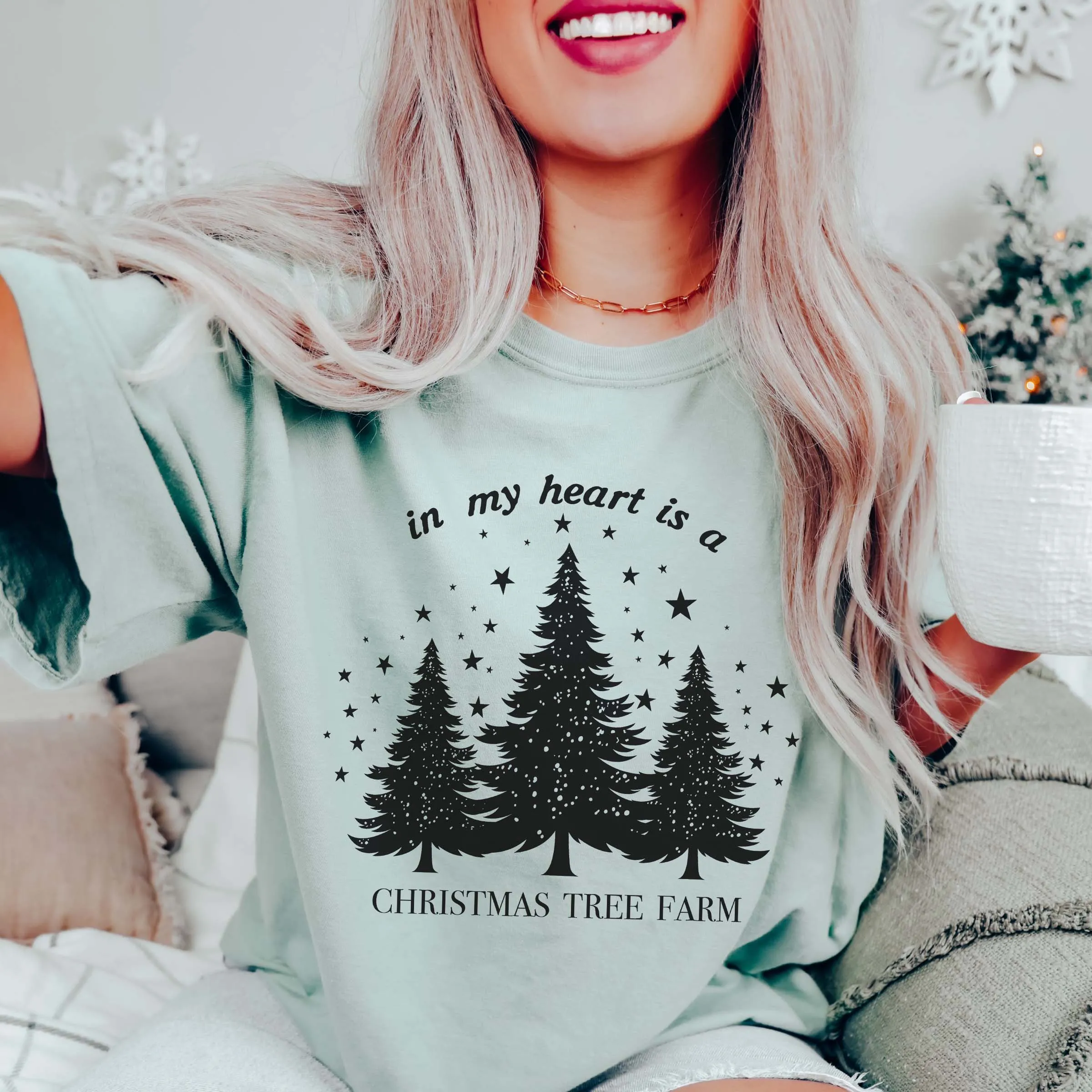 In My Heart Is A Christmas Tree Farm Comfort Color Graphic Tee sold by Roxie’s Picks product image thumbnail 3