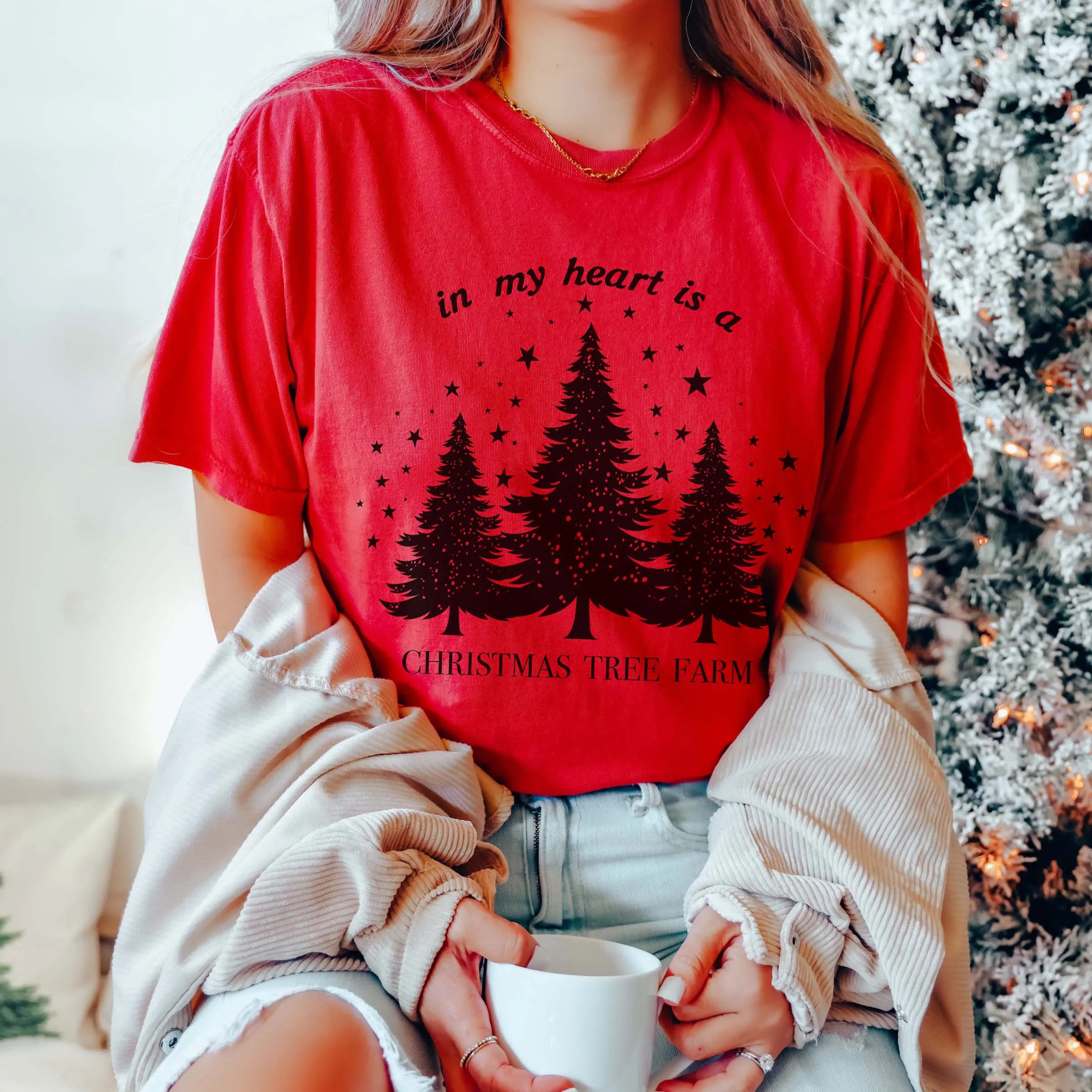 In My Heart Is A Christmas Tree Farm Comfort Color Graphic Tee sold by Roxie’s Picks product image thumbnail 4
